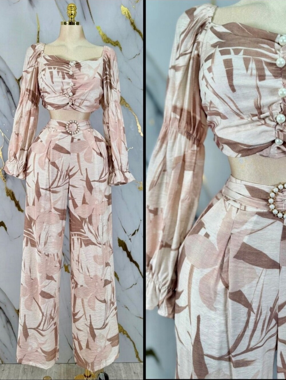 Bohemian Pink Floral Wide-Leg Pants by